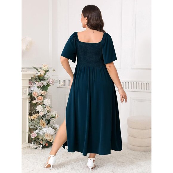 Plus Size Maxi Dress Summer Flowy Ruffle Off Shoulder Formal Casual - Picture 4 of 6